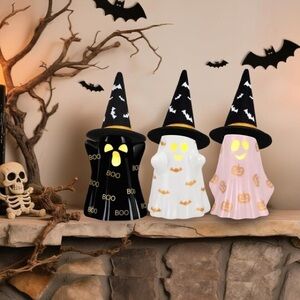 Ceramic Ghost Trio • Witch Hat Edition